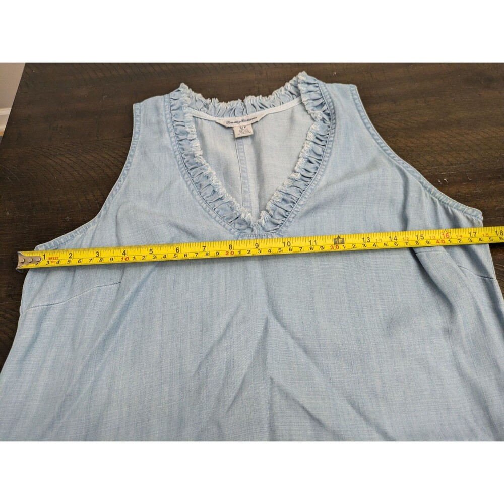 Tommy Bahama Tencel Shift Dress Sleeveless Chambray Pockets Coastal Beachy Small - Picture 8 of 10